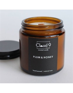Свеча ароматическая в банке с древесным фитилём Plum&honey 120 Cloud 9 home на седьмом небе от ароматов