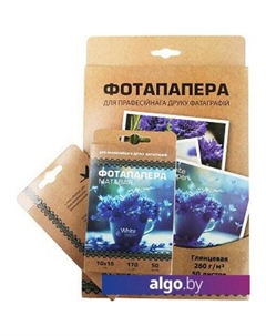 Фотобумага 10 х 15 глянцевая 180 г/м2 50 л White paper