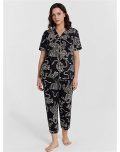 Комплект женский (жакет, бриджи) черный с леопардами Mark formelle