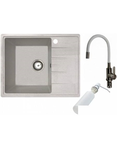 Кухонная мойка Mila L + смеситель W74004-3 + дозатор L405H (белый) Белэворс