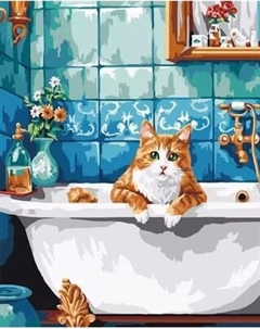Картина по номерам Кот в ванной / GLA143 Ilikegift