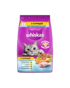 Сухой корм для кошек Для стерилизованных кошек с курицей и вкусными подушечками Whiskas