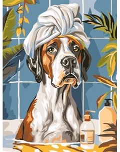 Картина по номерам Три совы Собака в ванной / КК3040_57369