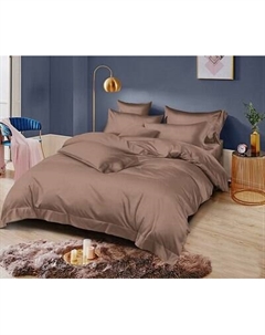 Комплект постельного белья Реноме Евро Оливковая коллекция на резинке 180x200 Мол. шоколад 18-1324