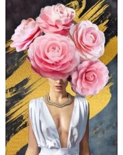 Картина по номерам ILikeGift Девушка с розами / HR0688 Ilikegift