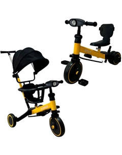 Беговел-велосипед Split BG-FPY-158-2 с ручкой (черный/желтый) Bubago