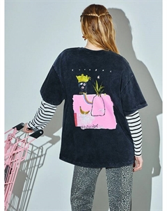 Футболка женская черная с принтом Mark formelle