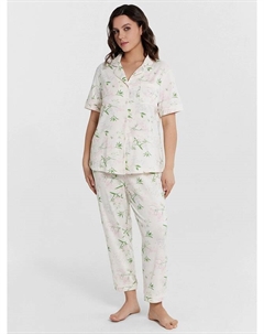 Комплект женский (жакет, бриджи) молочно-бежевый с цветами Mark formelle