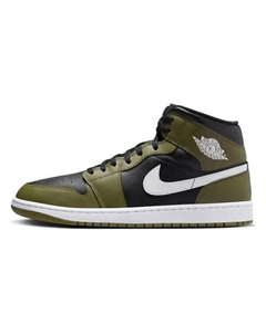 Кроссовки 1 Mid Black White Olive Nike