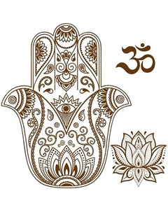 Переводная Временная Татуировка Мехенди Хамса и Ом Print factory