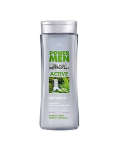 Гель для душа и шампунь POWER MEN ACTIVE 4 в 1 c экстрактом конопли (мужской) 300 Joanna