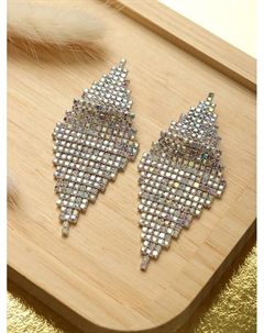 Клипсы для ушей висячие со стразами «Вечеринка», треугольник, цвет радужный Qf