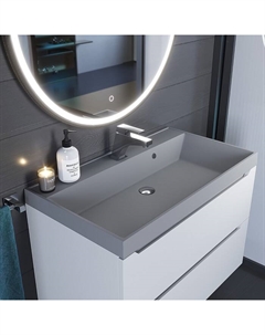 Раковина Uperwood Classic Quartz 80 см, кварцевая, серая матовая, бетон