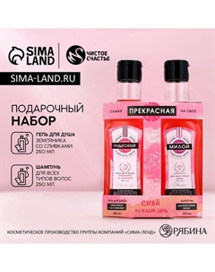 Подарочный набор косметики «Самая прекрасная», гель для душа и шампунь для волос мартини, 2×250 мл Чистое счастье