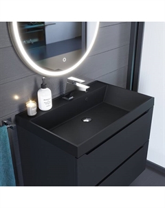 Раковина Uperwood Classic Quartz 70 см, кварцевая, черная матовая, уголь