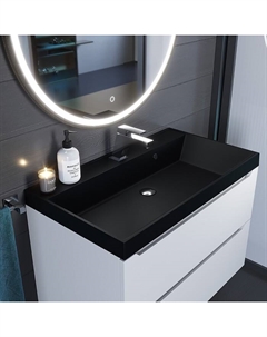 Раковина Uperwood Classic Quartz 80 см, кварцевая, черная матовая, космос