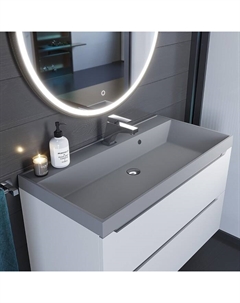 Раковина Uperwood Classic Quartz 90 см, кварцевая, серая матовая, бетон