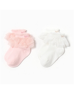 Набор носков Basic Line, 2 пары, 6-12 мес., белый/розовый Крошка я