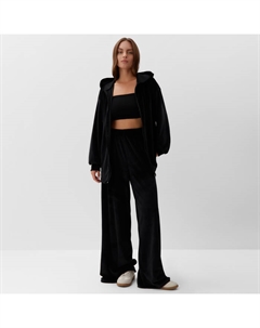 Костюм женский (толстовка, брюки) Plushy, размер 52-54, чёрный Kaftan