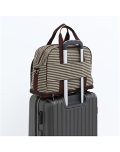 Сумка дорожная на молнии, с увеличением, наружный карман, держатель для чемодана, длинный ремень, бежевая, коричневая Lucky mark