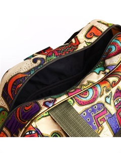 Сумка дорожная на молнии, 2 наружный кармана, длинный ремень, бежевая, оранжевая Lucky mark