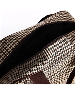 Сумка дорожная на молнии, 2 наружных кармана, длинный ремень, бежевая, коричневая Lucky mark