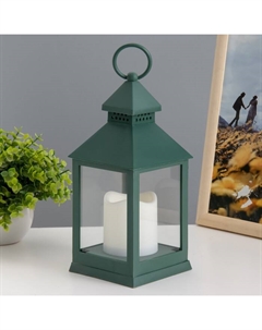 Светодиодная свеча в подсвечнике «Огонёк», LED-ночник, 3 Вт, 4000 К, 3× ААА, зелёный, 10.5×10.5×24 см Risalux