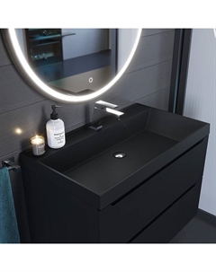 Раковина Uperwood Classic Quartz 80 см, кварцевая, черная матовая, уголь