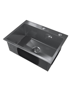 Мойка для кухни Ulgran Steel, 600х450 мм, чёрная брашированная сталь