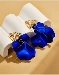 Серьги ассорти «Ветер» мятые треугольники, цвет сине-золотой Qf