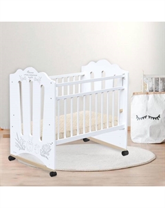 Кровать детская колесо-качалка 1200×600 Нежность, белая Крошка я