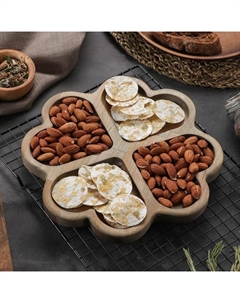 Менажница деревянная «Клевер», 4 секции, 25×1,8 см, массив берёзы Adelica