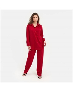 Костюм женский (рубашка, брюки) : Silk pleasure, размер 50, красный Minaku