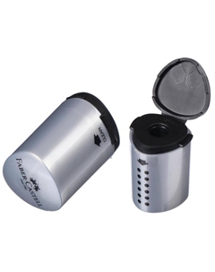 Точилка 1 отверстие с контейнером Grip 2001, серебряная Faber castell