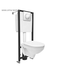 Комплект инсталляции DELFI( сидение термопласт, микролифт, инсталляция BLACK, кнопка, хром глянцевый Cersanit