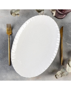 Тарелка фарфоровая овальная «Бланш. Цветок», цвет белый Magistro