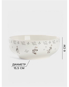 Салатник «Гуси», фарфор, 650 мл, 15.5×6 см, белый Доляна