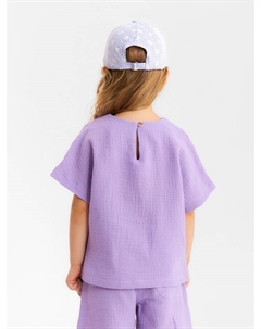 Футболка для девочки из муслина, лиловая, рост 128 см Kaftan