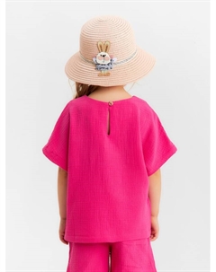 Футболка для девочки из муслина, розовый, рост 110 см Kaftan