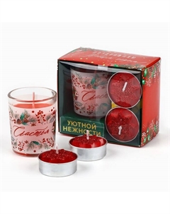 Подарочный набор новогодних свечей «Счастья», 11×5.6×9.8 см Сима-ленд