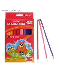 Карандаши 36 цветов "Классические", трёхгранные, d=2.6 мм, картонная упаковка, европодвес 050918_10 Гамма