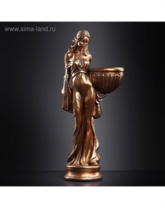 Фигура с кашпо «Девушка в платье», 23×36×84 см, 1 л, гипс, цвет бронзовый Хорошие сувениры