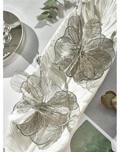 Серьги металл «Цветок» веточка, цвет серебро Qf