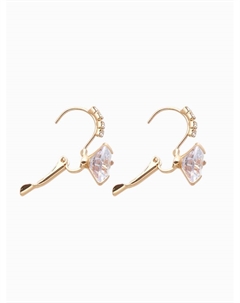 Серьги со стразами «Циркония» мини, круг, белые в золоте Qf