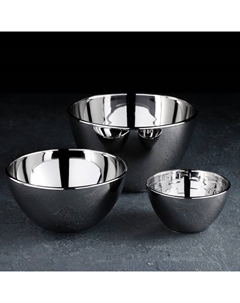 Набор салатников, 3 предмета: 250 мл, 800 мл, 1,75 л, цвет серебряный Gidglass