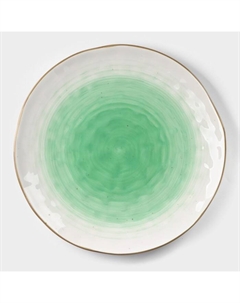 Тарелка «Космос», d=27.5 см, фарфор, белая, зелёная Доляна