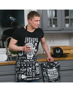 Фартук Rock'n'roll, 60 × 70 см, рогожка, хлопок 100 %, 160 г/м² Доляна