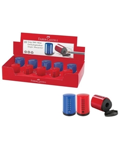 Точилка пластиковая Grip 2001 Mini, 1 отверстие, контейнер, красно-синяя Faber castell