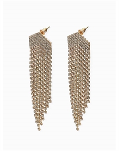 Серьги висячие со стразами «Водопад» мягкий ромб, белые в серебре Qf