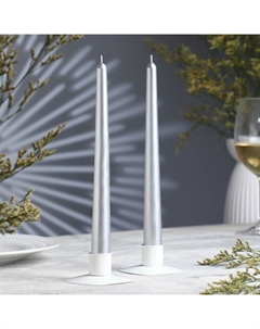 Набор свечей античных, 2,3х 24,5 см, 5 ч, 55 г, 2 штуки, серебряный Омский свечной завод